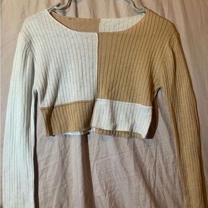 tan and white cute sweater top
